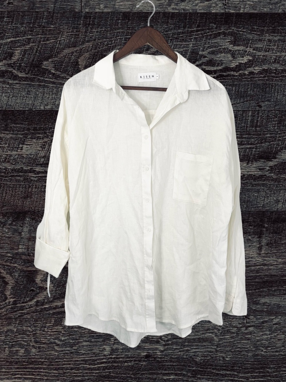 Risen Women's Cream Button-Down Linen Shirt